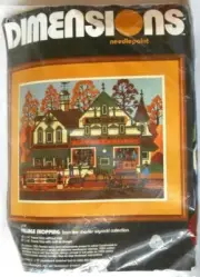 #2172 VINTAGE DIMENSIONS CHARLES WYSOCKI "VILLAGE SHOPPING" NEEDLEPOINT KIT NIP!