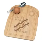 Don't Go Bacon My Heart Breakfast Dippy Egg Cup Board Valentines Day Funny