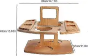 Portable Wooden Picnic Wine Table with 2 Glass Holders, Outdoor Cheese Tray for Beach, Park, Camping