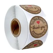 500pcs kraft paper thank you sticker with red heart handmade labels sticker for business envelope sealing stationery sticker