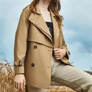 【米蘭精品】風衣外套中長款大衣-雙層領寬鬆收腰休閒女外套2色74gu14