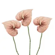 3Pcs 13" Artificial Anthurium Lily Flowers Floral Bouquet Decor, Tan