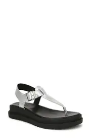 Naturalizer Alyssa T-Strap Platform Sandal in Silver at Nordstrom, Size 6.5