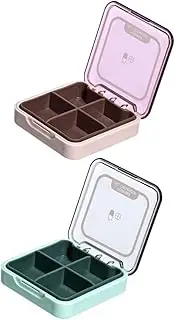 Healeved 2pcs Medicine Dispenser Storage Container Weekly Container Outdoor Medicine Case Holders Portable Case Organizers Pp