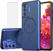 [Asuwish] Phone Case for Samsung Galaxy S20 FE 5G 6.5 inch with Tempered Glass Screen Protector and Stand Slim Cell Cover S 20 EF UW S20FE5G S20FE 20S S2O Fan Edition 4G G5 Women Girls Boy Men Blue