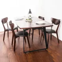 在飛比找momo購物網優惠-【BODEN】諾曼工業風實木餐桌椅組(一桌四椅)