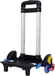 [IvyH] Backpack Trolley, Wheeled Trolley Aluminium Alloy Foldable Hand Cart 6 Wheels Rolling Luggage Carts for Kids School