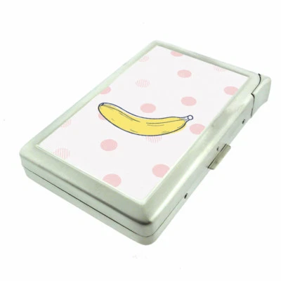 Polka Dot Banana Em1 Cigarette Case with Built in Lighter Metal Wallet