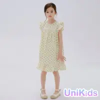 在飛比找momo購物網優惠-【UniKids】中大童裝飛袖波點洋裝 純棉小清新公主風連身