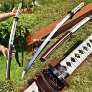 The Walking Dead Katana 1095 Steel Sharp Japanese Sword Leather Sheath+Straps