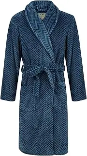 [John Christian] Men's Blue Herringbone Fleece Robe