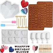 Chocolate Molds Candy Molds 14Pcs Heart Silicone Molds Set Cavities DIY Ice Cream Mold,Silicone Chocolate Candy Soap Jelly Cake Pop Mold Baking Tools, DIY Food Kits