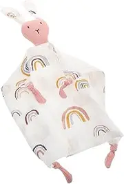 HAMPPLIES Newborn Muslin Security Blanket Soft Cotton Soothing Blanket with Rainbow Design for Boys and Breathable and Tactile Comfort