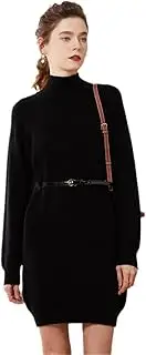 [Zozogag] Autumn Winter 100% Cashmere Long Sweater Dress Women Knitted Dresses Female Fashion O-Neck Elastic Pullover