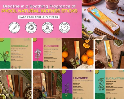 PHOOL Luxury Fragrance Natural INCENSE sticks Agarbatti Pack of 40 with STAND