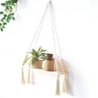 Macrame Wooden Wall Hanging Shelves,Boho Room Decor for Bedroom, Bathroom,
