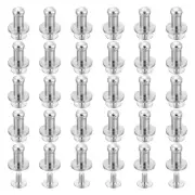 30Pcs 4mm Chicago Screws Round Head Button Leathercraft Rivets, Silver
