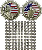 CHURYUML 100Pcs Military Challenge Coins Set - Home of The Free Because of The Brave - Veterans Day Gifts Bulk Thank You for Your Service Military Gifts for Men Women Navy Army Veterans Honor Coin