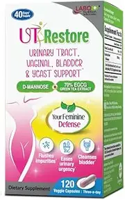 LABO Nutrition UTRestore D-Mannose & Green Tea Extract 70% EGCG, Urinary Tract Health for Women, Bladder Support with Vitamin C, 40 Days Supply, Vegan, Fast-Acting, Flush, Cleanse, Halal Certified