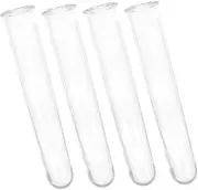 Levemolo 4pcs Transparent Plastic Test Tubes for Hydroponic Plant Propagation Station Stylish Flower Arrangement Holders Easy to Clean Vases for Home and Office Decoration