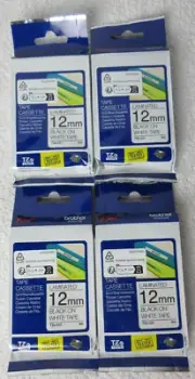 4 Genuine Brother P-Touch TZe-231 Label Cassette 12mm Black on White