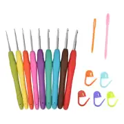 9 Pieces Extra Long Knitting Needles Ergonomic Handle Crochet Hooks Set G3T7