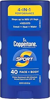 [Coppertone] Sport Sunscreen Stick, SPF 50 Sunscreen, Travel Size Sunscreen for Face and Body, 1.5 Oz