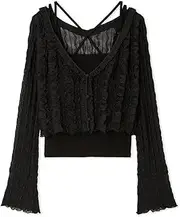 [SNIDEL] SWCT244161 Women's Sheer Cardigan Cami Setup