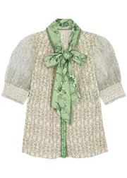 Alice + Olivia Brentley Floral-print Satin Blouse - Green - S S
