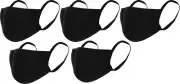 Black Reusable Kids Face Mask 3 Layer Flexible Soft Durable Face Cover 5-PACK