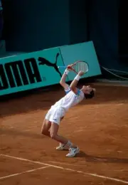 Petr Korda of Czechoslovakia reacts during a men's singles match a- Old Photo