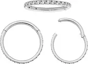 365 SLEEPERS Titanium Implant Grade 16G 6mm - 14mm Gem Hinged Segment Ring Helix Tragus Septum Clicker Nose Hoop Earring Body Piercing Jewellery