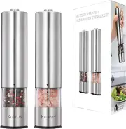 Electric Salt and Pepper Grinder Set, Refillable, One Handed, Ergonomic Salt and