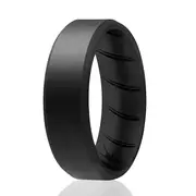 Silicone Wedding BR 8mm Edge Ring - Basic-Black by ROQ for Men - 11 mm Ring