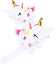 Parliky 2pcs Adorable Unicorn Slap Bracelets Soft Plush Animal Wristbands Cartoon Design for Party Favors Comfortable Wear for Birthday Celebrations and Festivals