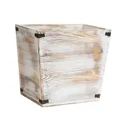 Grey Farmhouse Style Torched Wood Trash Can Waste Bin with Washed white