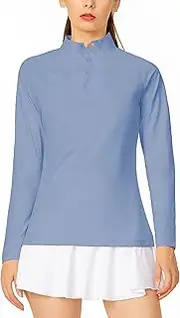 [LastFor1] Women's Thermal Fleece Mock Neck Tops Running Shirt Long Sleeve Pullover with Thumbholes
