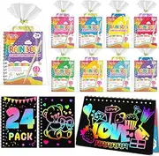 FEREDO KIDS Party Favors for Kids: 24 Pack Rainbow Scratch Art Notebook Students Classroom Gifts Bulk for Girls Boys Goodie Bags Stuffers, Return Gifts for Birthday Party Favors Bulk Kids Crafts