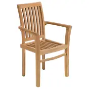 Mu Stackable Teak Armchair, Raw