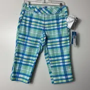 Oakley Women’s Albatross Capri Size 6 Blue Green Plaid Mid Rise NWT