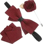 [BESPORTBLE] Mens Tuxedo Accessory Set Lapel Pin Brooch Bow Tie and Handkerchief Groom's Fashion Decor