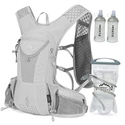 Hydration Pack Backpack, Lightweight Water Backpack with 2L Grey-white