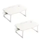 SOGA 2X Portable Bed Table Mini Desk With Mini Drawer and Cup Holder White