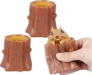 2 PCS Set Squeeze Squirrel Toys Decompression Evil Squirrel Cup, Silicone Fidget Toys, Stress Relief for Kids & Adult Tricky Funny Squeeze Toys