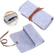 [TINEASUR] Eyeglasses Bag Eyeglasses Case Bedside Table Clip on to Bed Arm Rest Tray Travel Size Makeup Sunglasses Bag Pouch Felt Glasses Bag Eyeglasses Storage Bag Grey