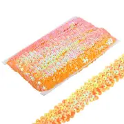 10 Yards 0.8 Inch Elastic Sequins Trim Flat Stretch Sequin Ribbon, Orange
