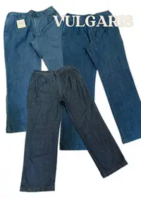 在飛比找Yahoo!奇摩拍賣優惠-出口日單VULGARIS日系復古牛仔直筒休閒褲抽繩男褲