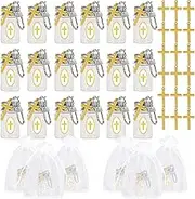 JarThenaAMCS 24Pcs Holy Bottle Baptism Favors with Organza Bags Gold Crosses Stickers 7ml Empty Glass Holy Container Water Bottle for Christian Baptism Gifts Church Wedding Baptism Favors