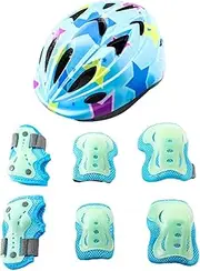 Knee Pads and Elbow Pads Set | Head Hard Hat Knee Pad Elbow Pad for Roller Skating - Fluorescent Skateboard Accessories, Adjustable for Cycling, Rollerblading