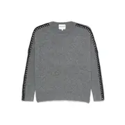[Kujten] Kujten Crew-neck Braided-trim Sweater I NUMERIC GREY/BLACK
